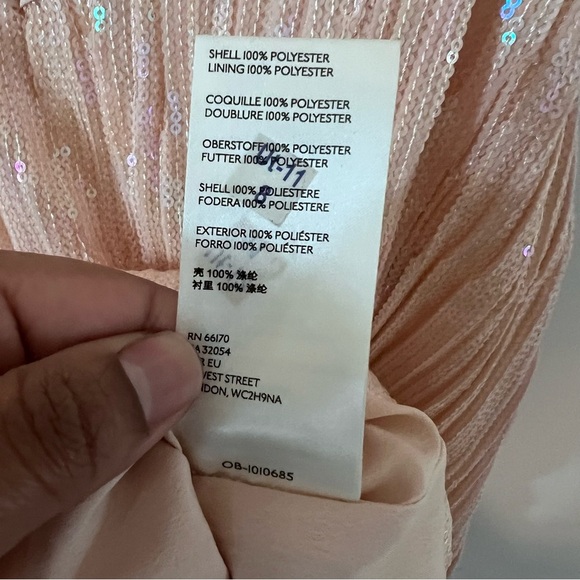 Anthropologie Powder Pink Sequin Spaghetti Strap Ruffle Hem Blouse |S| - Picture 8 of 8